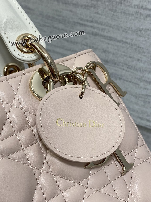 Dior专柜新款迪奥高仿原单胭脂粉拼白Classic Lady四格戴妃包 djfk1745